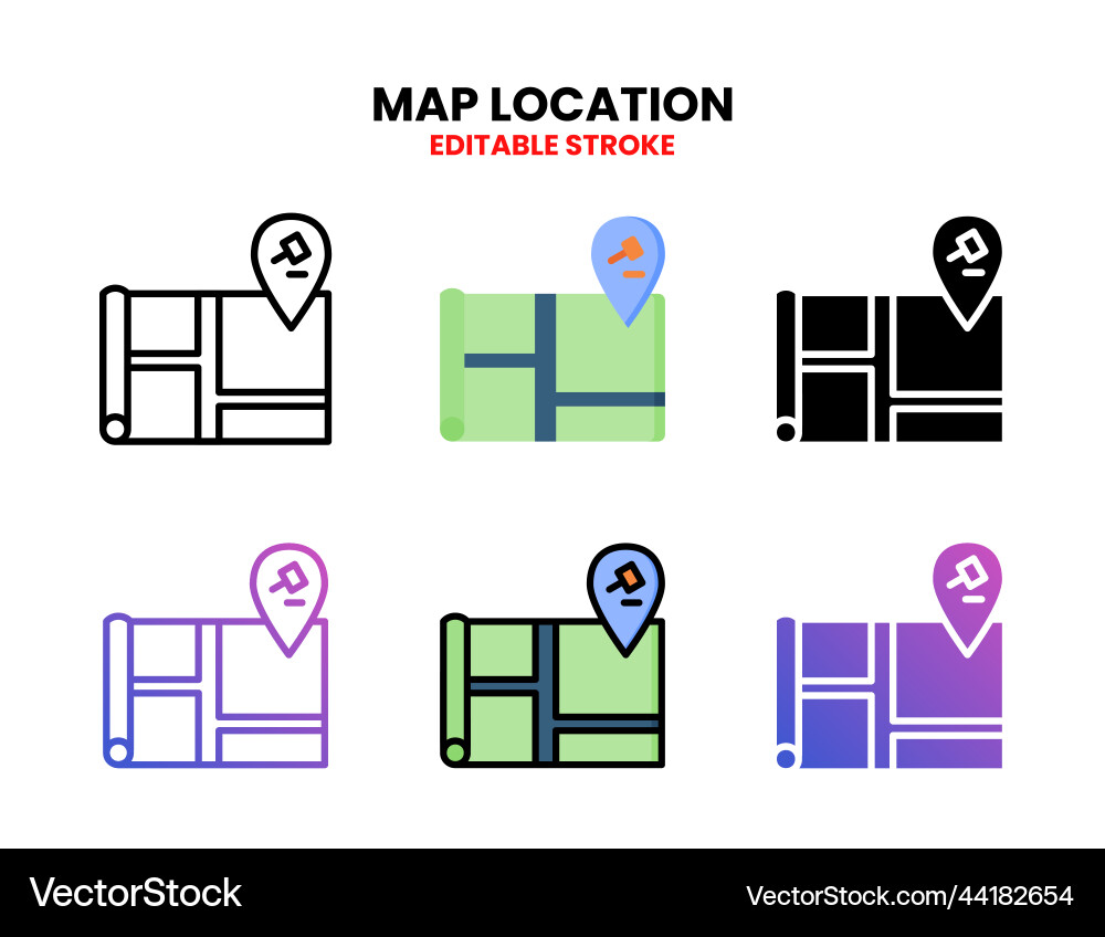 Map location icon set with different styles Map location icon set with different styles vector image