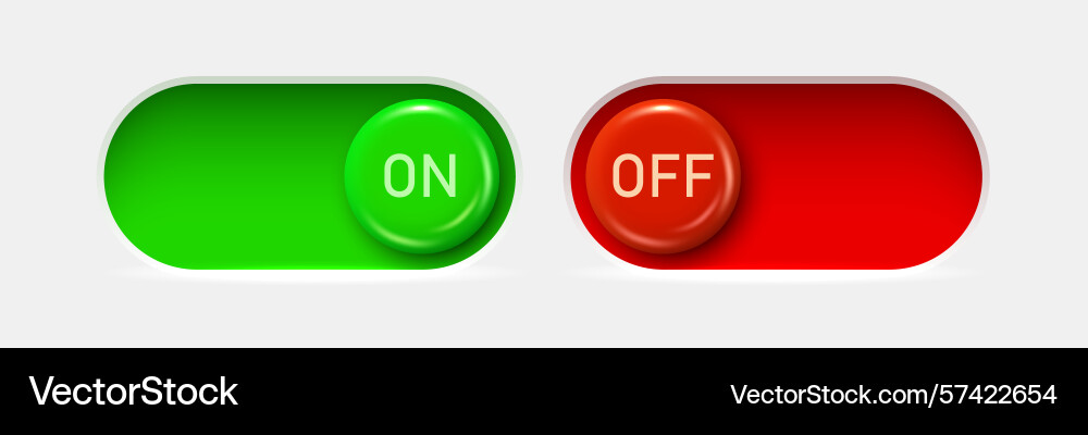 On and off toggle switch buttons material design On and off toggle switch buttons material design vector image