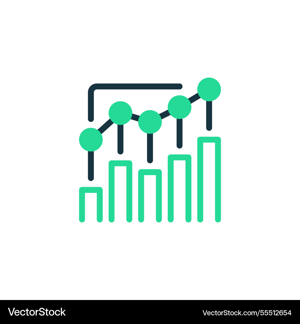Progress chart two tone color icon linear style Progress chart two tone color icon linear style vector image