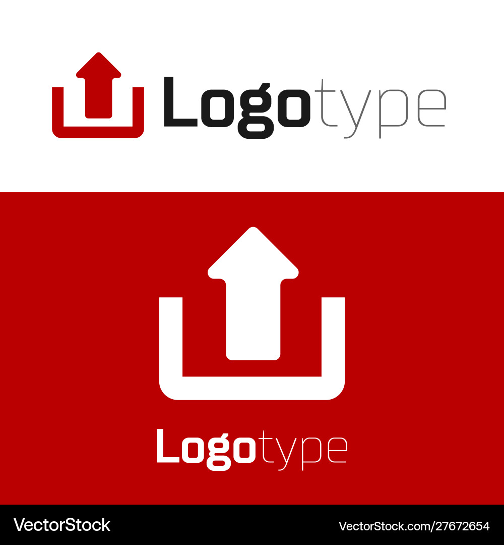 Red upload icon isolated on white background up Vector Image