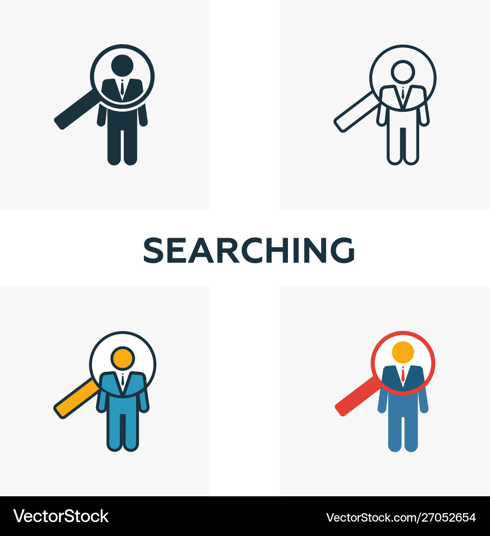Searching icon set four elements in different Searching icon set four elements in different vector image