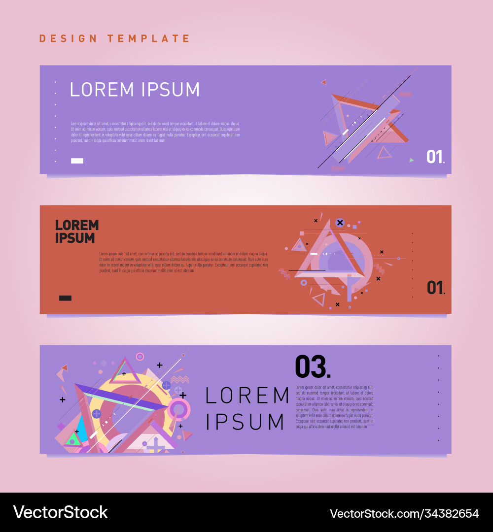 Set abstract banner web design template retro Vector Image