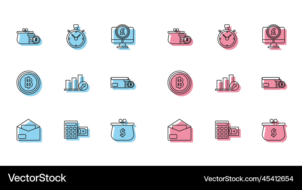 Set line envelope calculator with dollar symbol Vector Image