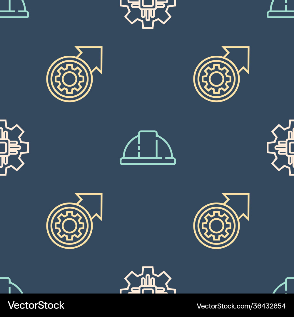 Set line processor gear and arrows as workflow Set line processor gear and arrows as workflow vector image