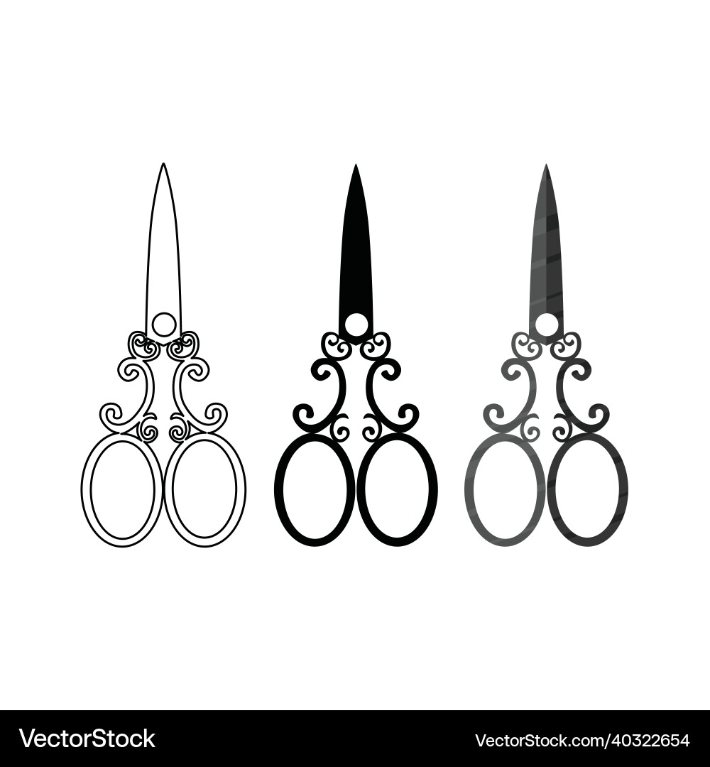 Set of scissors icons Set of scissors icons vector image