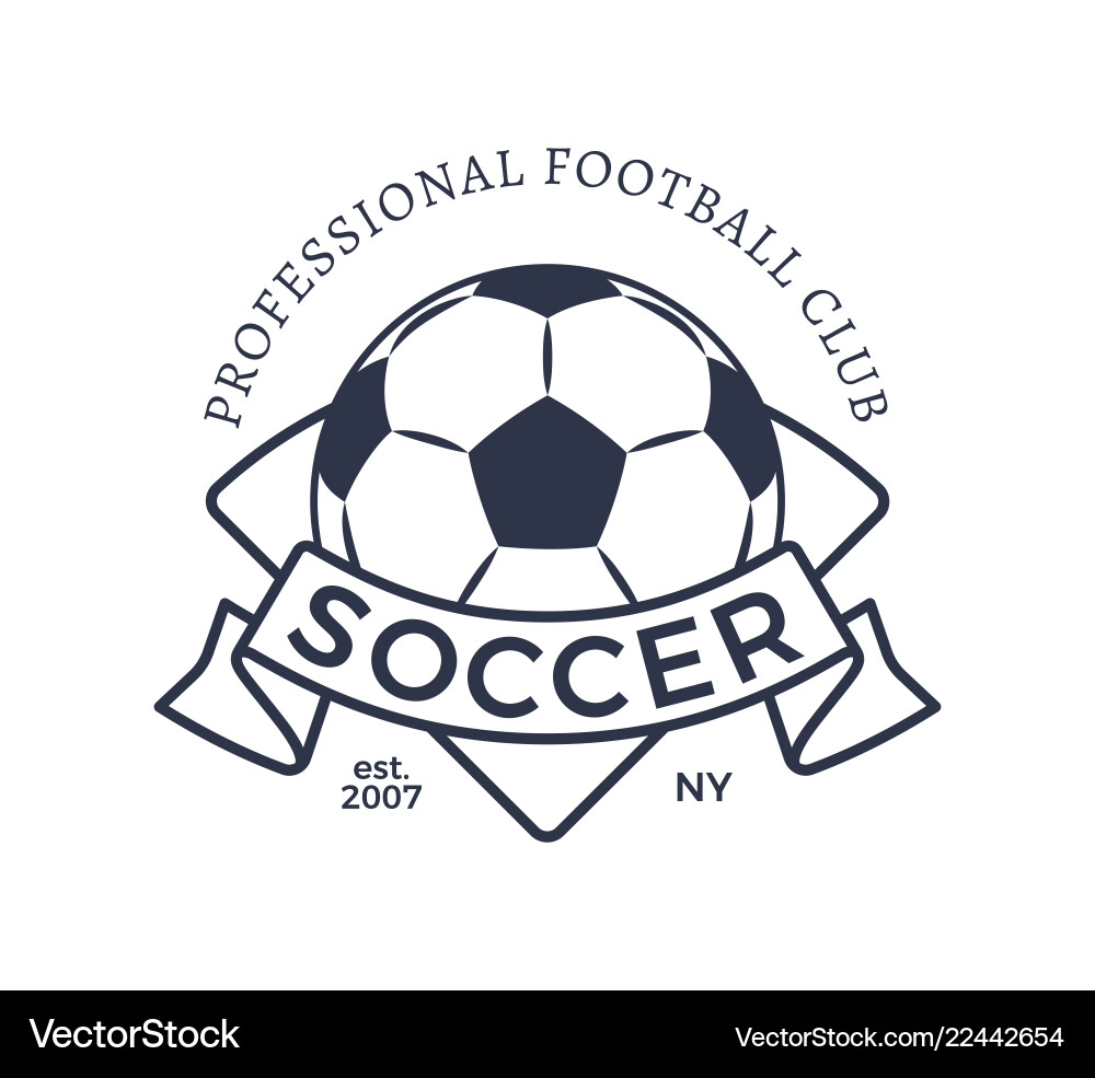 Soccer Ball Club Badge - Monochrome Emblem Vector Image