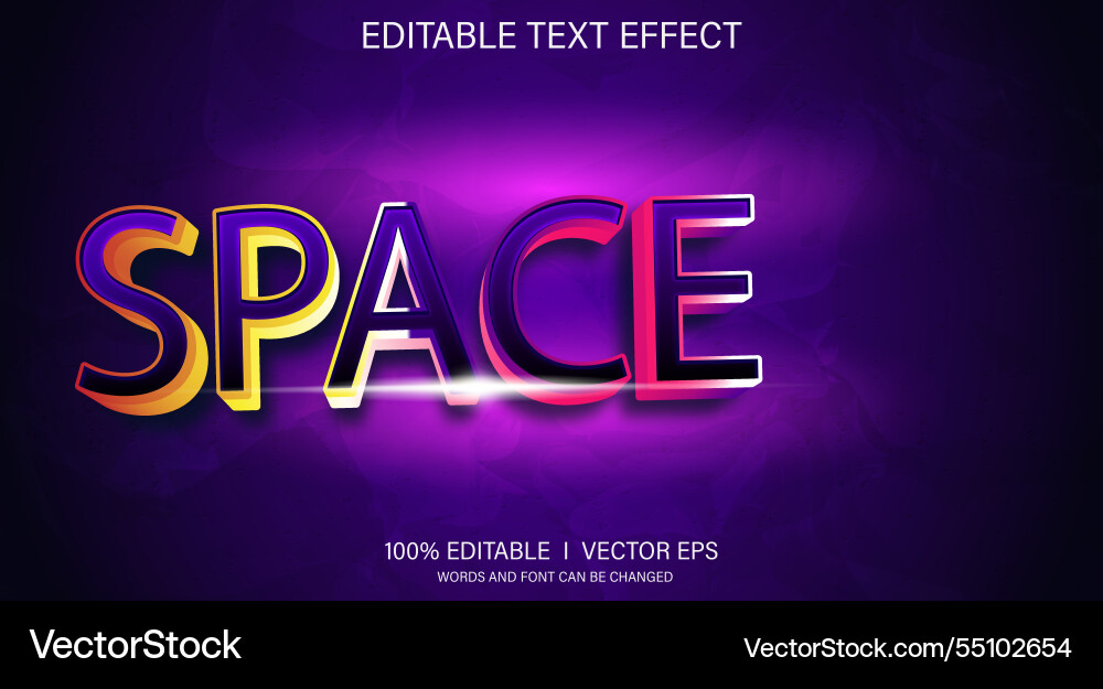 Space 3d text effect with modern style design Space 3d text effect with modern style design Vector Image
