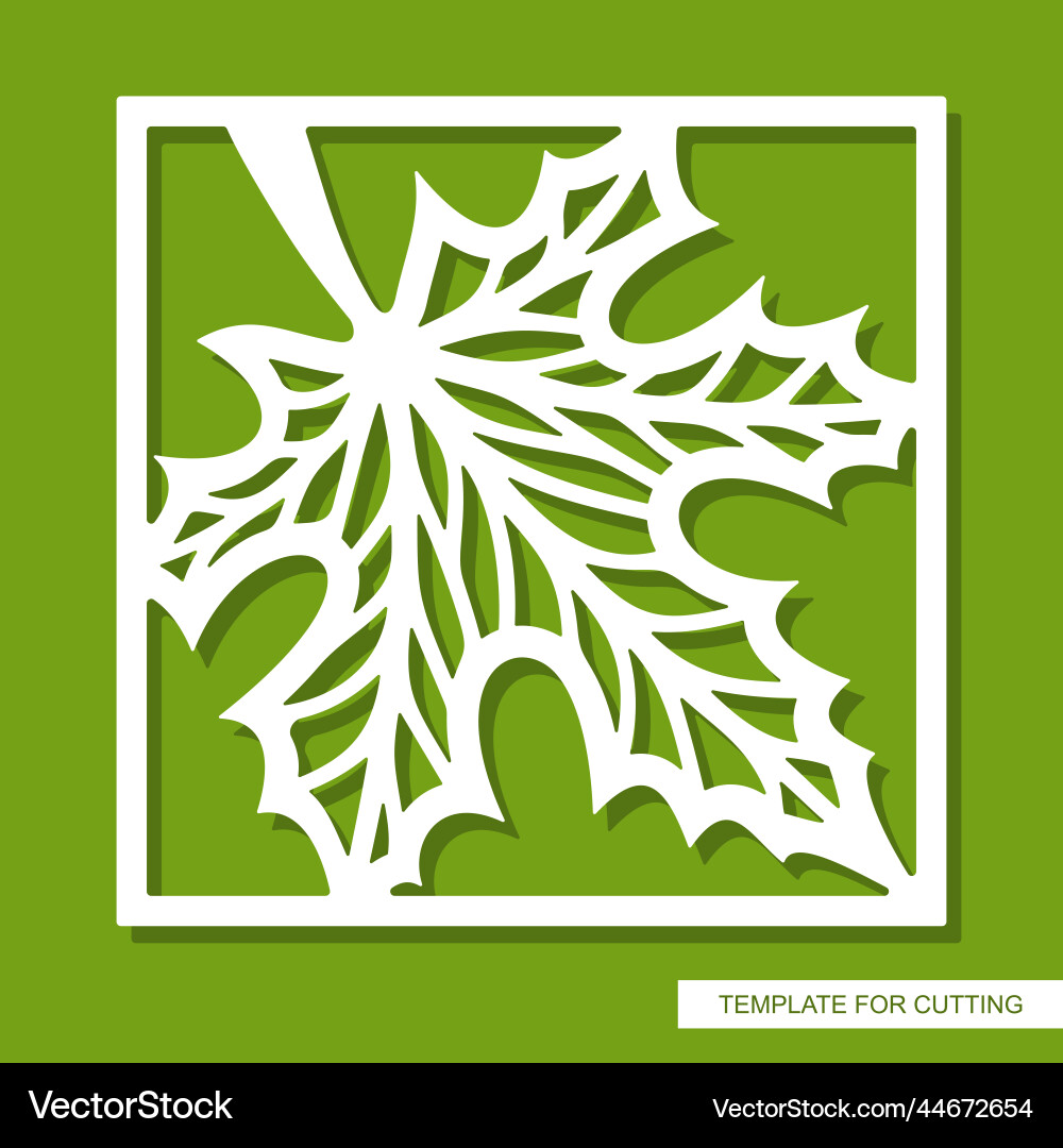 Square panel with openwork maple leaf Square panel with openwork maple leaf vector image