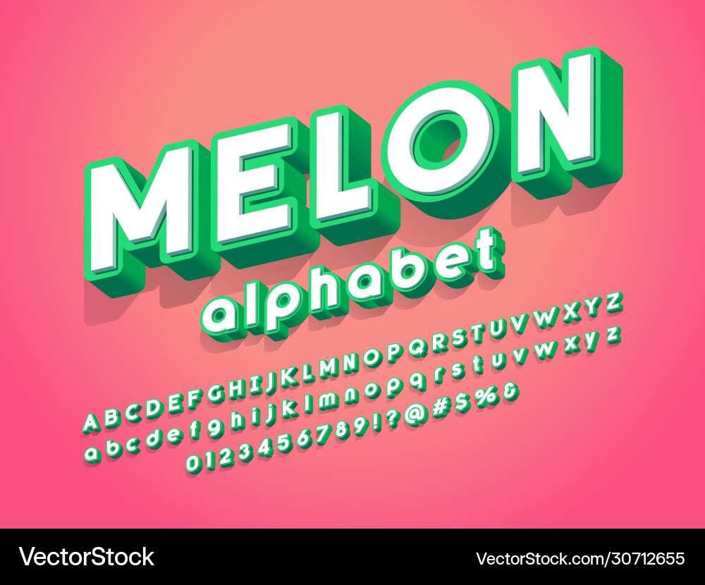 3d font Royalty Free Vector Image - VectorStock