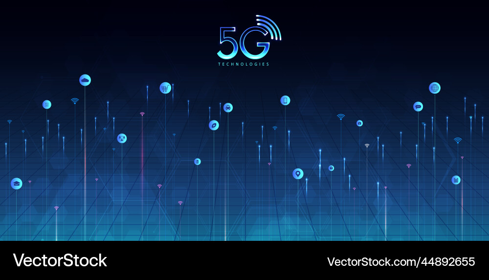5g technology with computer network connection 5g technology with computer network connection vector image