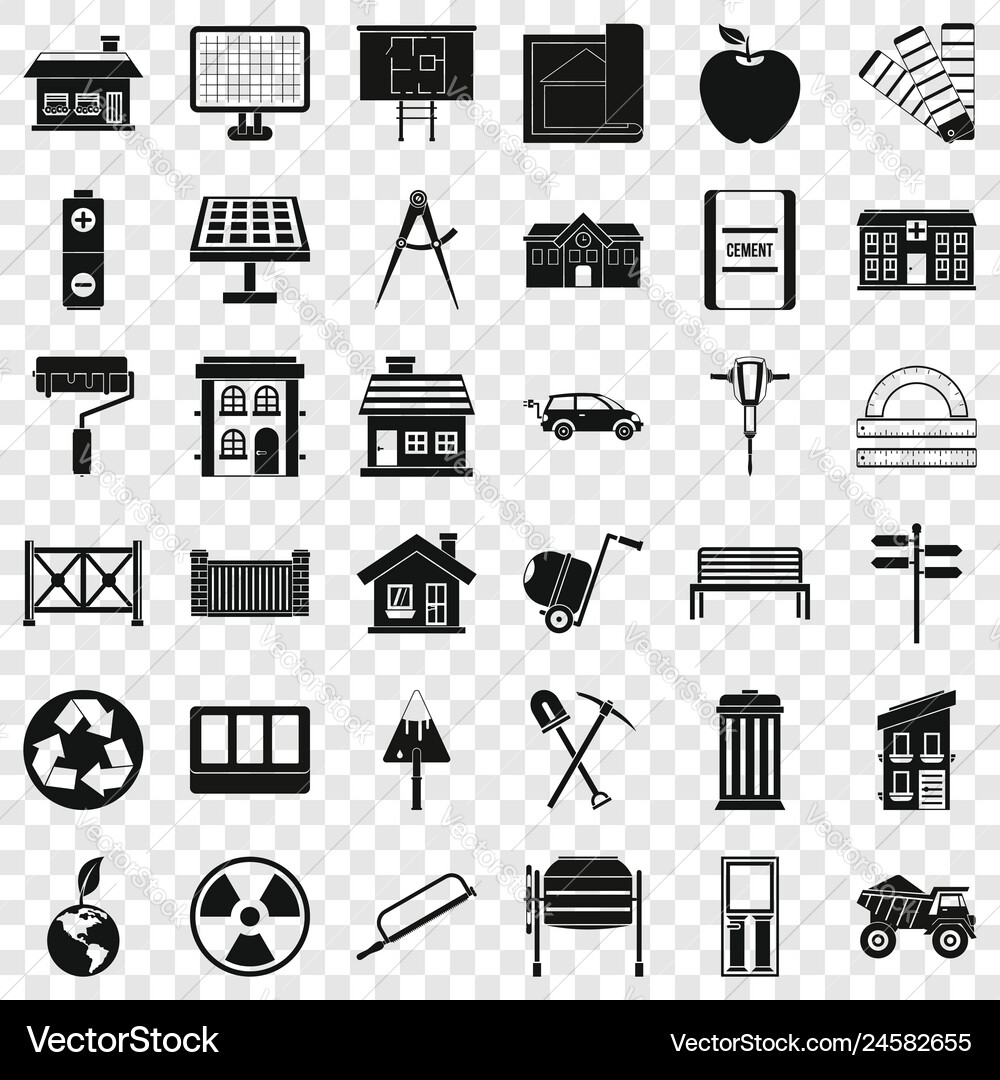 Architecture icons set simple style Architecture icons set simple style Vector Image