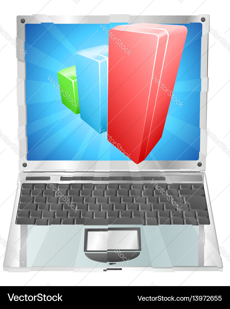Bar chart graph laptop concept Vector Image