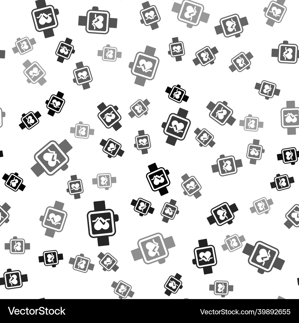 Black smart watch showing heart beat rate icon Black smart watch showing heart beat rate icon Vector Image
