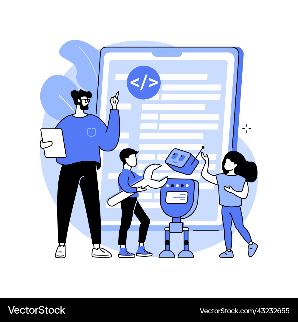 Computer programming camp abstract concept Computer programming camp abstract concept vector image