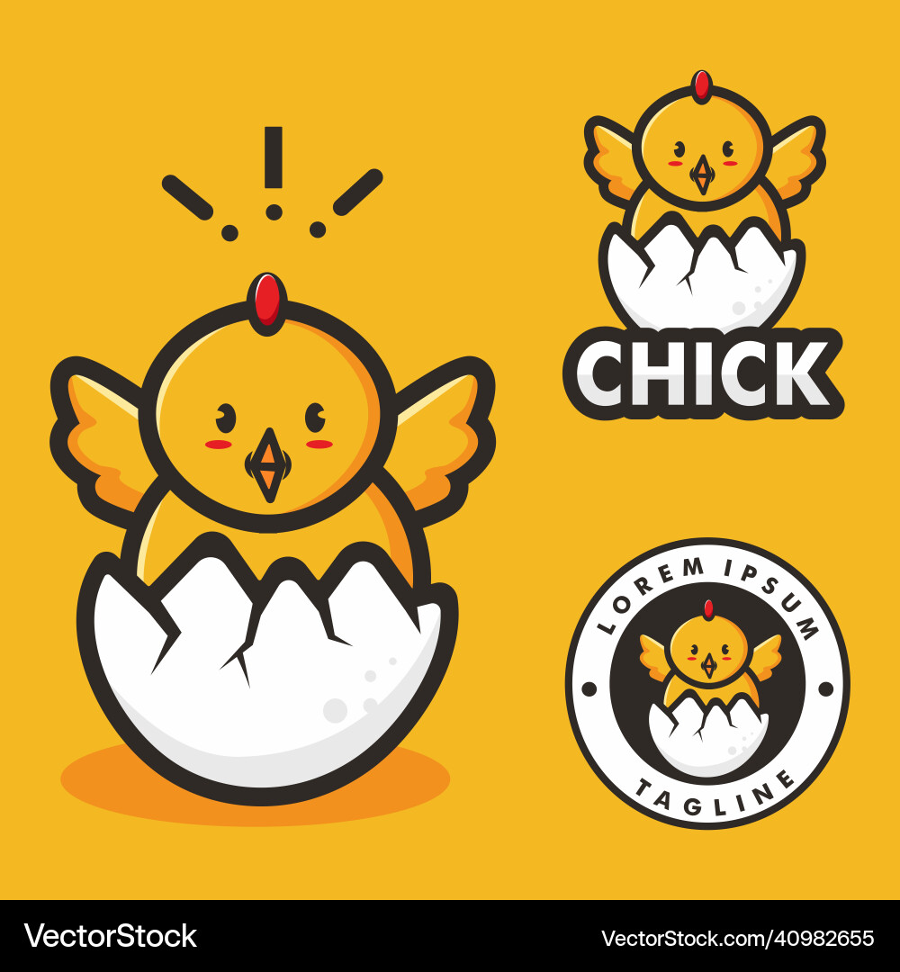 Cute Baby Chicken Hatching Logo Royalty Free Vector Image