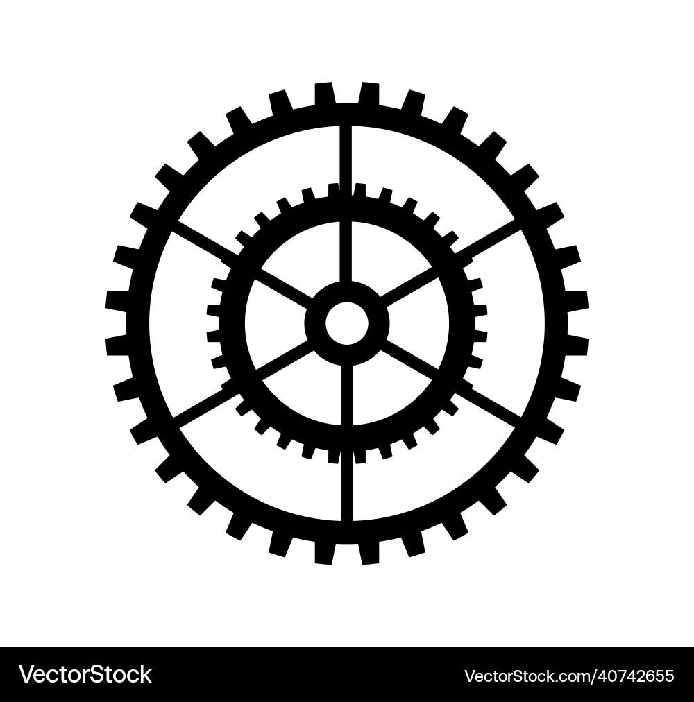 Einfache Silhouette Zahnräder Mechanismus Automatisierung Einfache Silhouette Zahnräder Mechanismus Automatisierung vektorbild