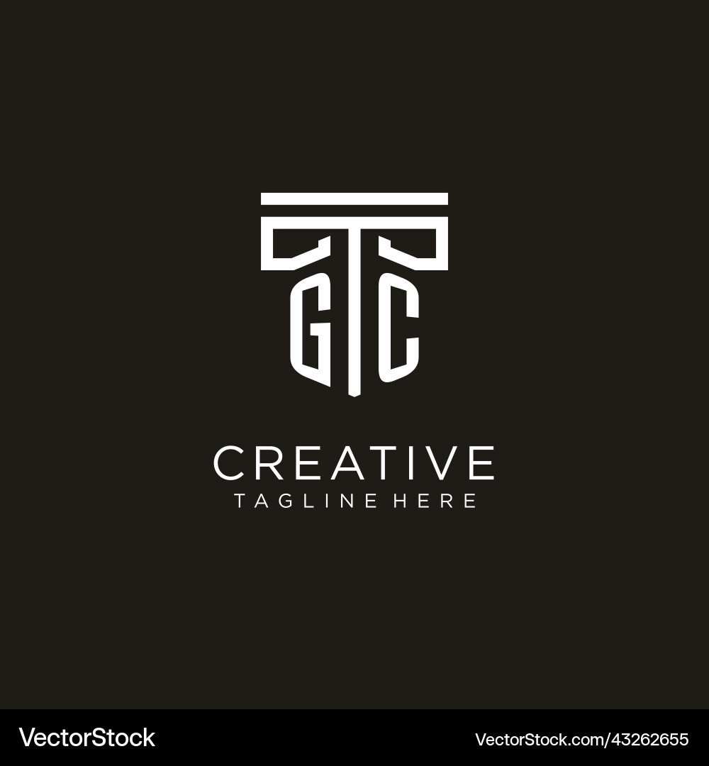 Gc initial logo with geometric pillar style design Vector Image