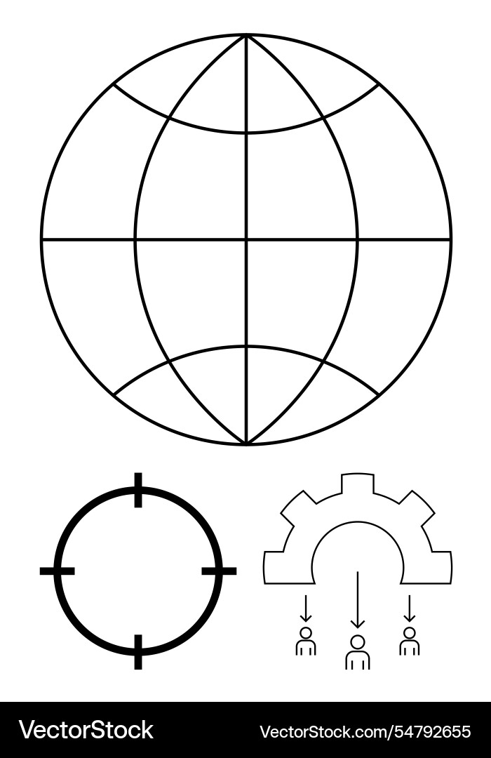 Global network concept with gear mechanism target Vector Image