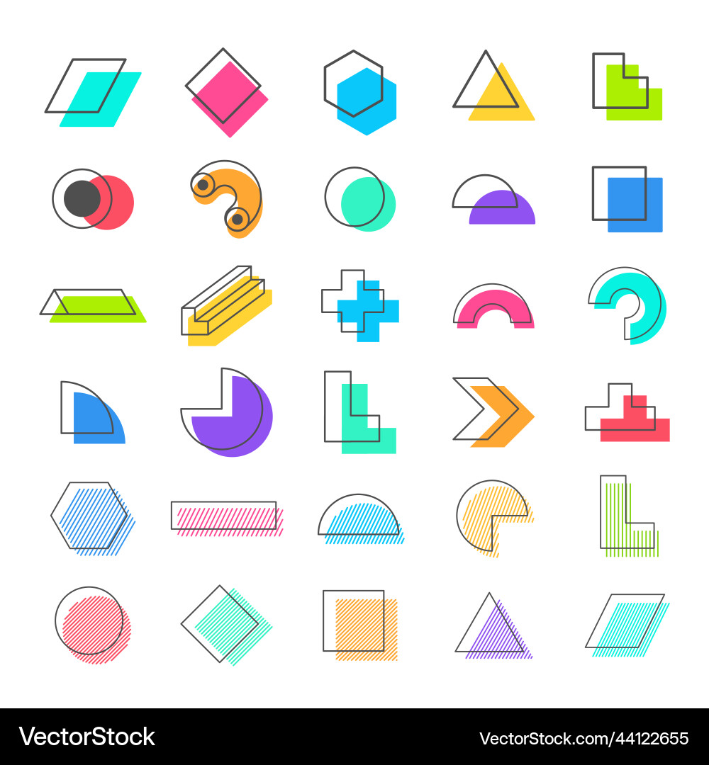 Memphis elements simple geometric line object Memphis elements simple geometric line object vector image
