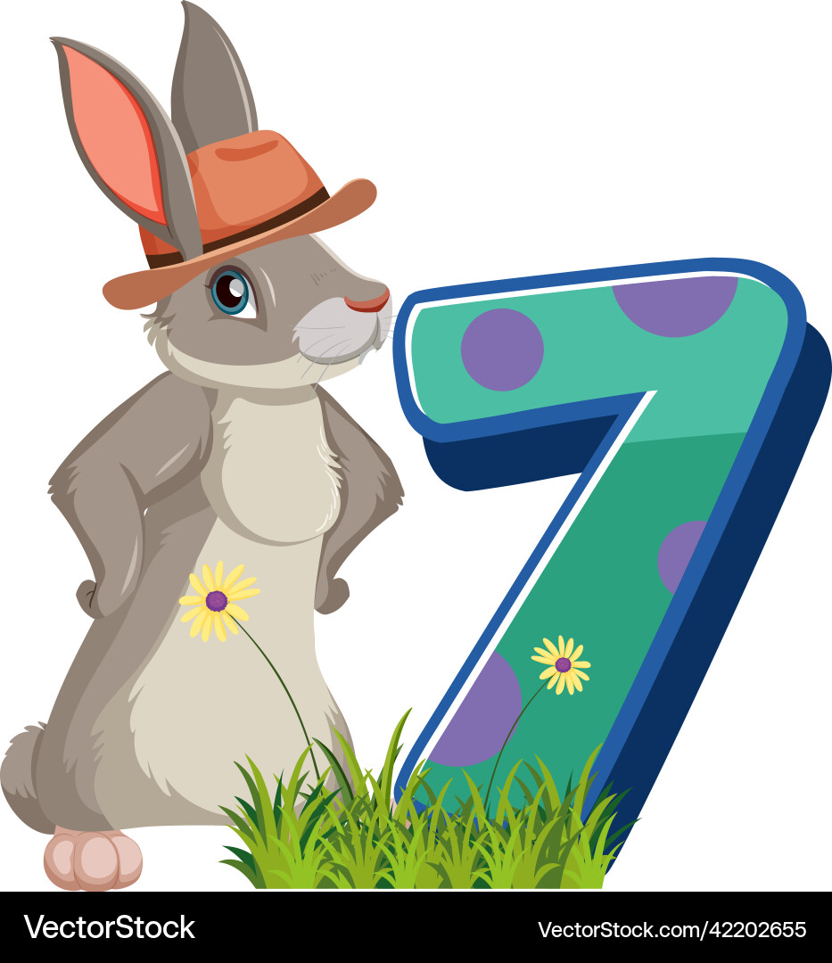Rabbit holding the number character isolated Rabbit holding the number character isolated vector image