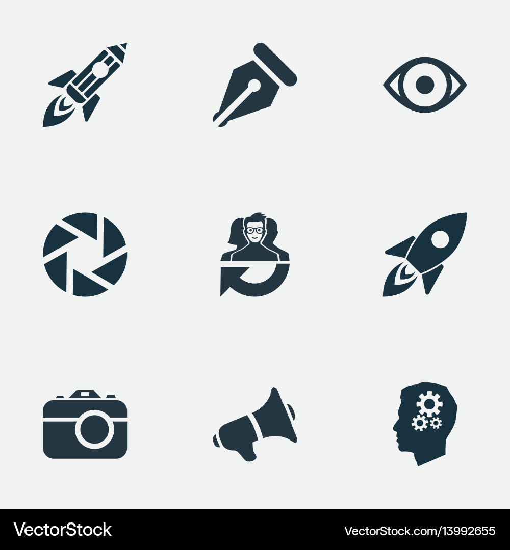 Set of simple visual art icons Vector Image