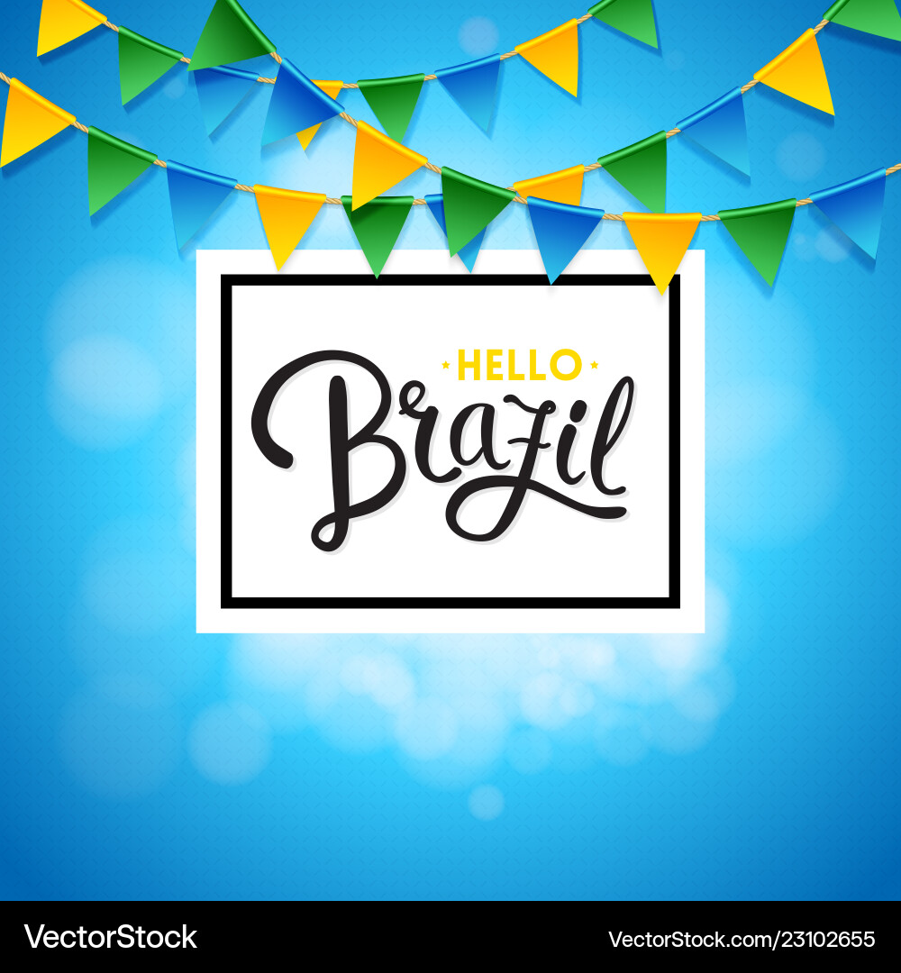 Square hello brazil background with flags image vector image