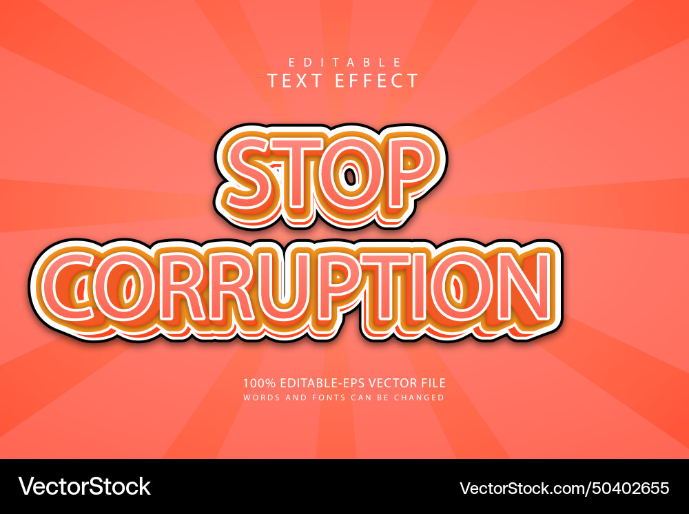 Stop corruption editable text effect 3 dimension Stop corruption editable text effect 3 dimension Vector Image