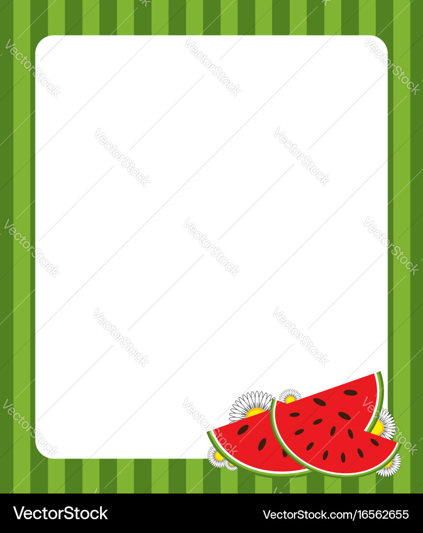 Striped rectangular frame with watermelon slices Vector Image