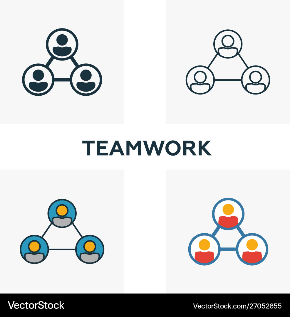 Teamwork icon set four elements in different Teamwork icon set four elements in different Vector Image