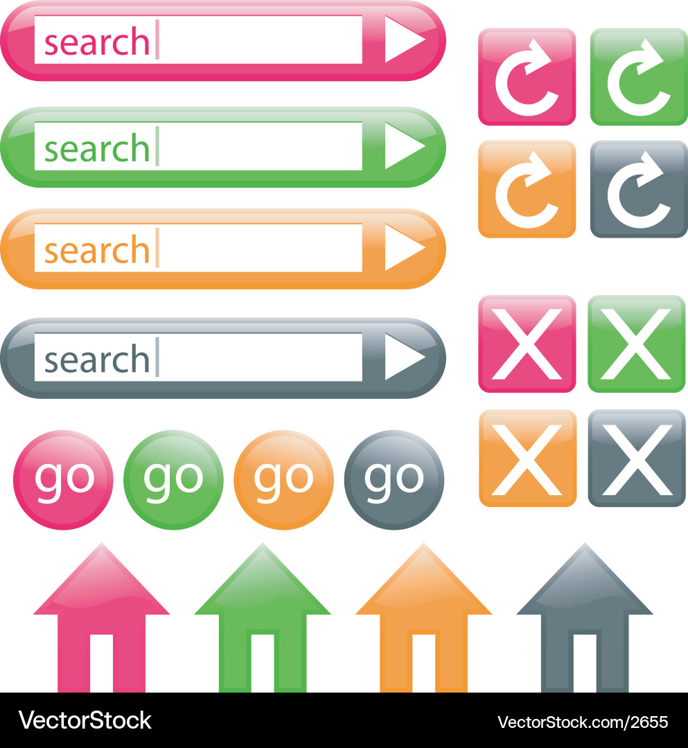 Web Buttons & Search Bar vector image