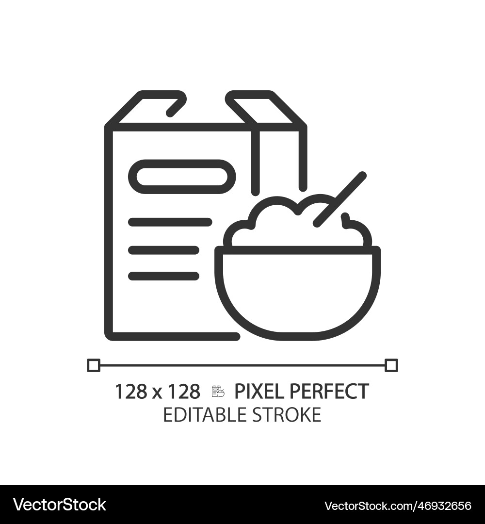 Cereals pixel perfect linear icon Cereals pixel perfect linear icon vector image