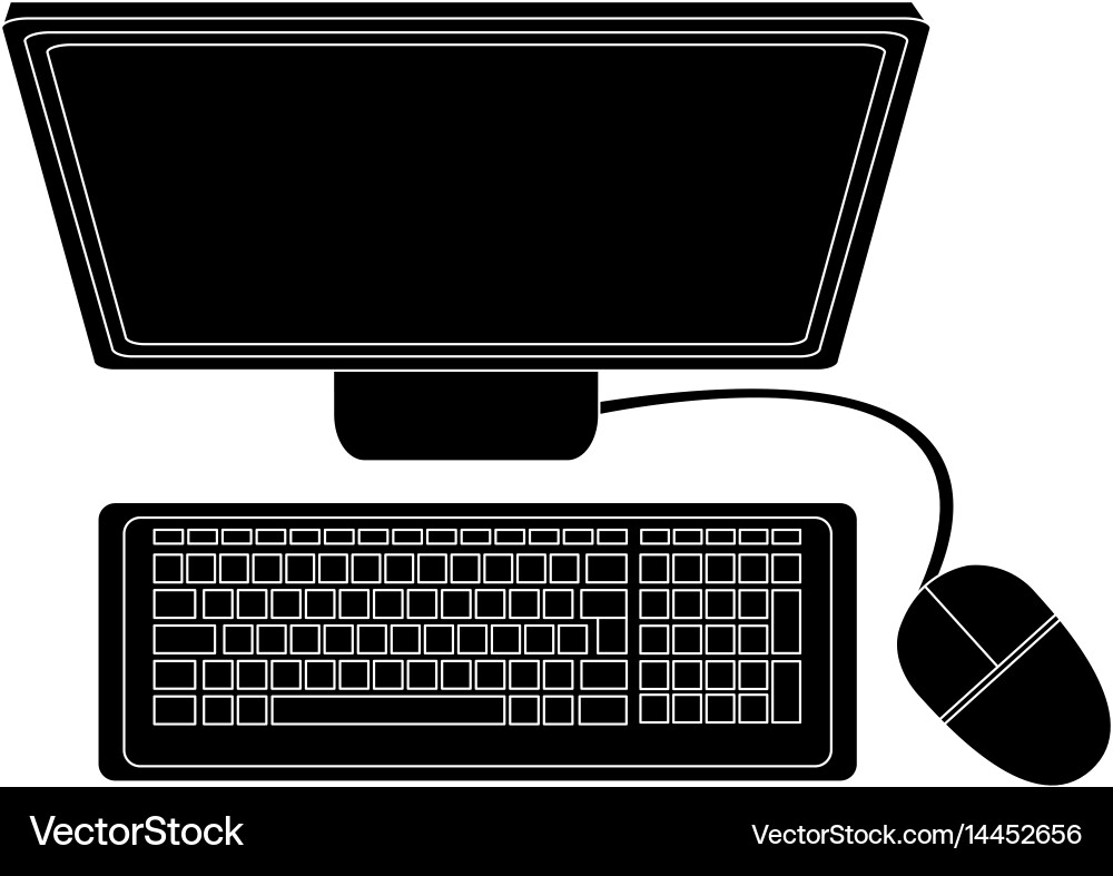 Desk computer with keyboard and mouse icon image Vector Image