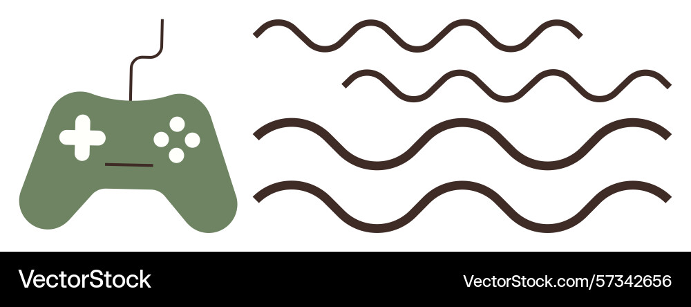 Green game controller with curving lines Vector Image
