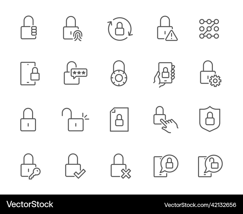 Lock icons set such as passwords keys Lock icons set such as passwords keys vector image