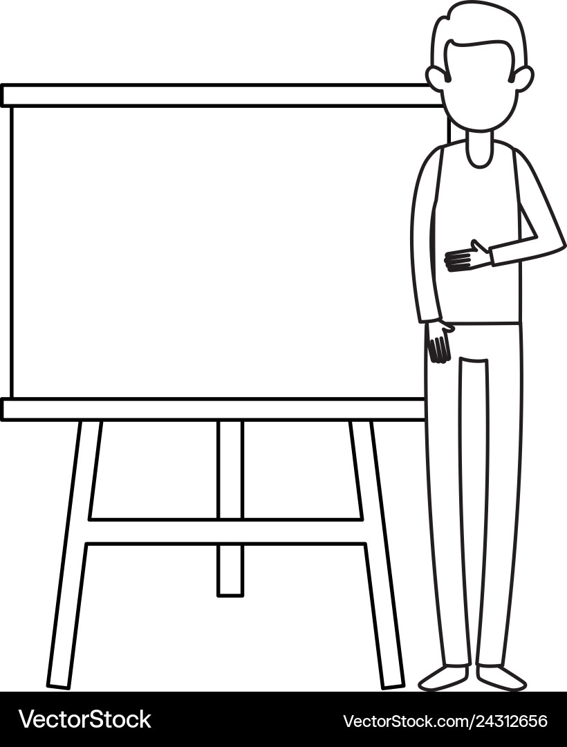 Man teaching with paperboard character Vector Image