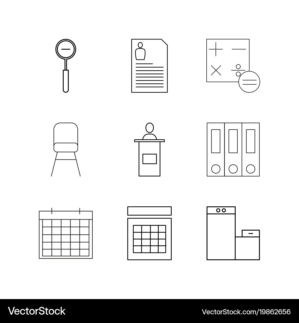 Office linear icon set simple outline icons vector image