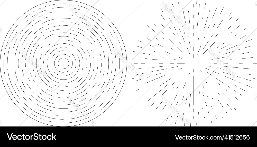 Radial radiating circular concentric lines element Vector Image