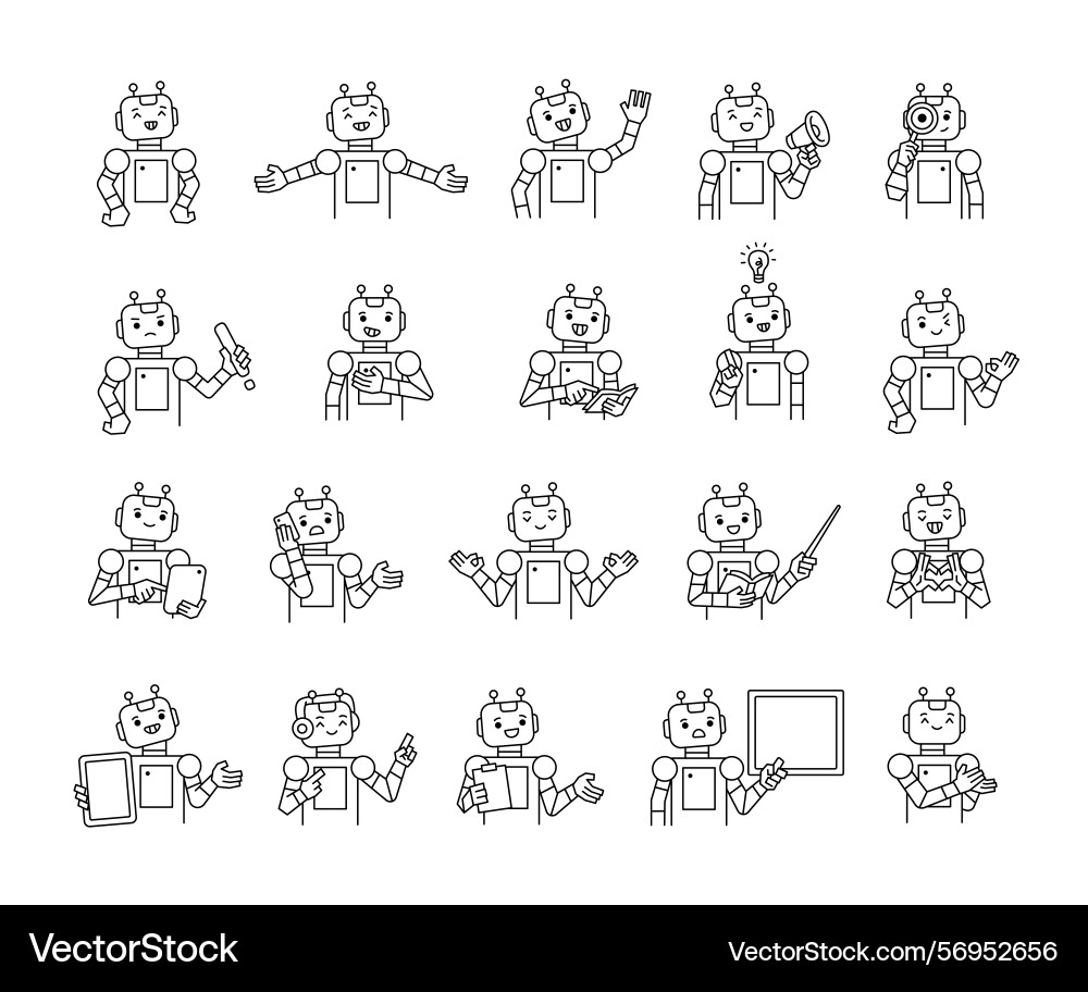 Robot guide character set Robot guide character set vector image