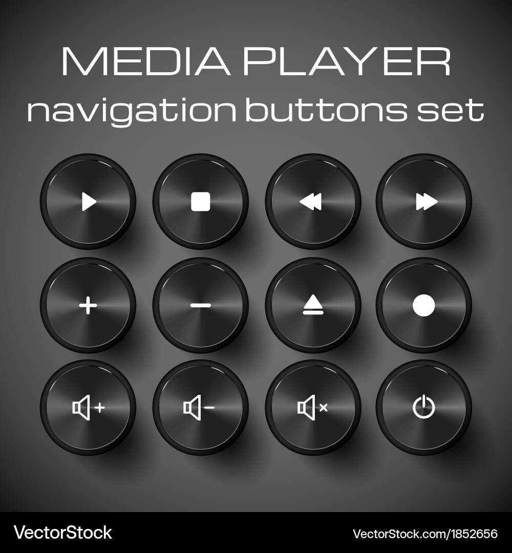 Set of media control buttons Vector Image