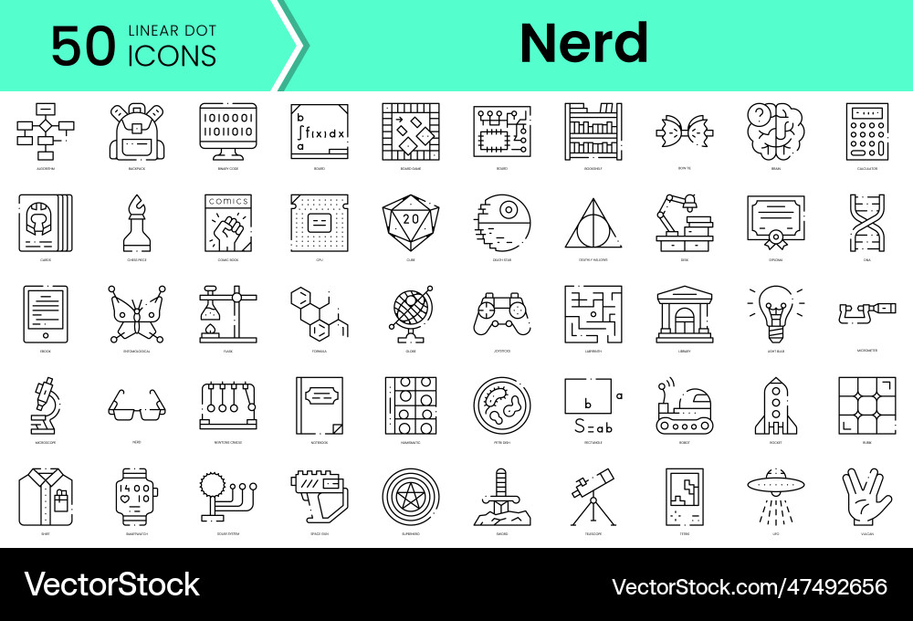 Set of nerd icons line art style bundle Set of nerd icons line art style bundle vector image