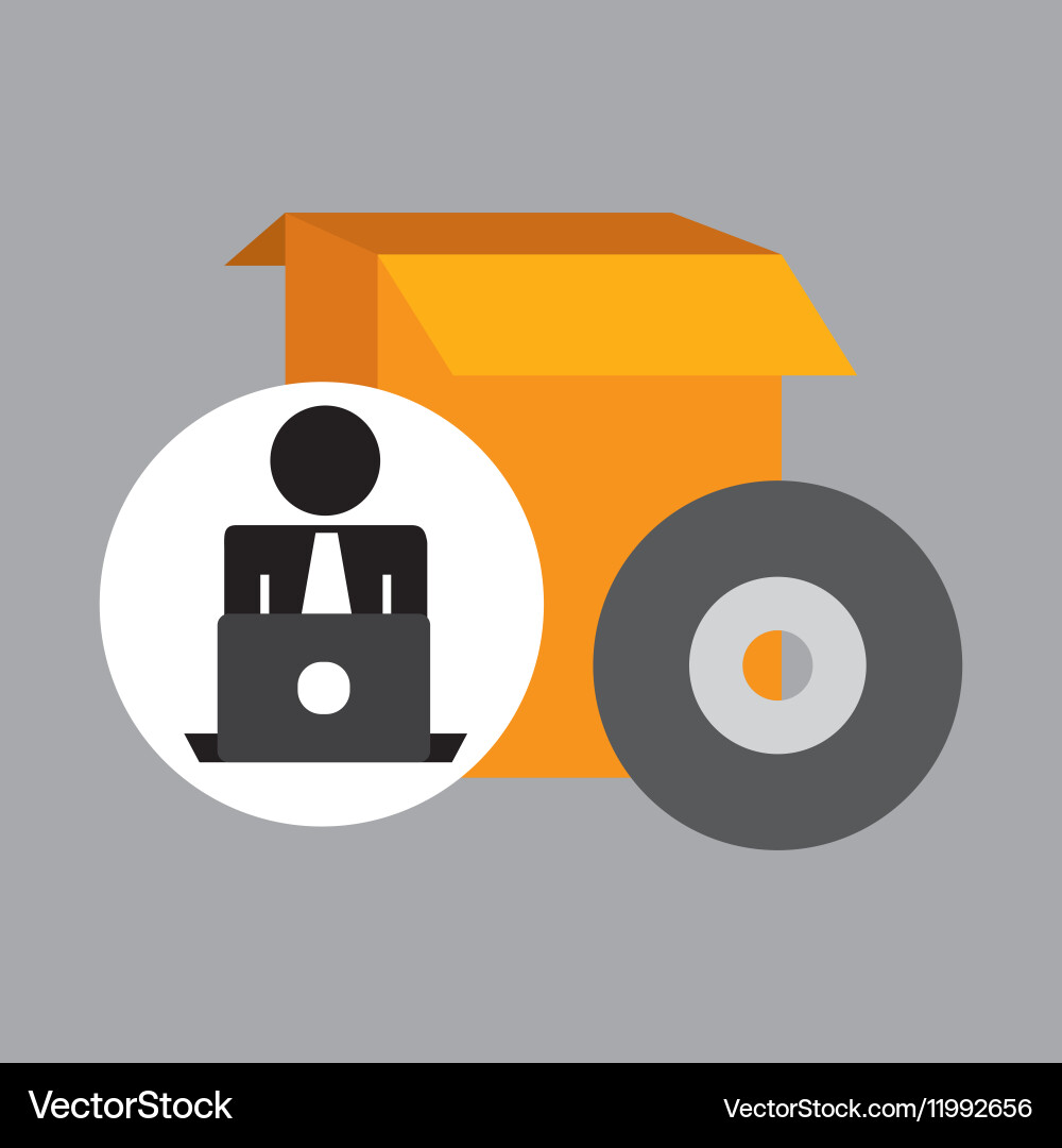 Silhouette programmer working laptop gear setting vector image