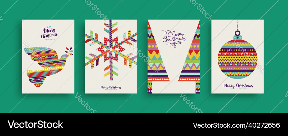 Year geometric folk animal card set vector image