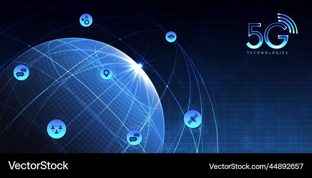 5g technology with computer network connection Vector Image