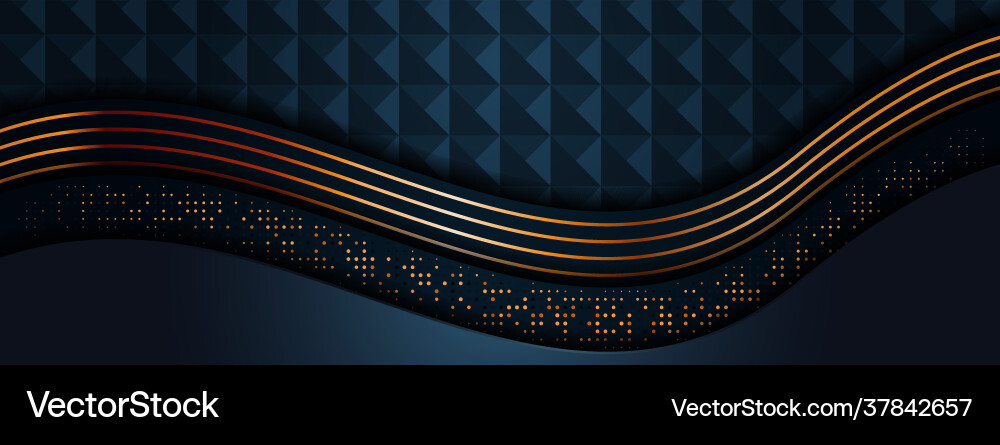 Abstract dynamic navy with golden lines and dots Abstract dynamic navy with golden lines and dots vector image