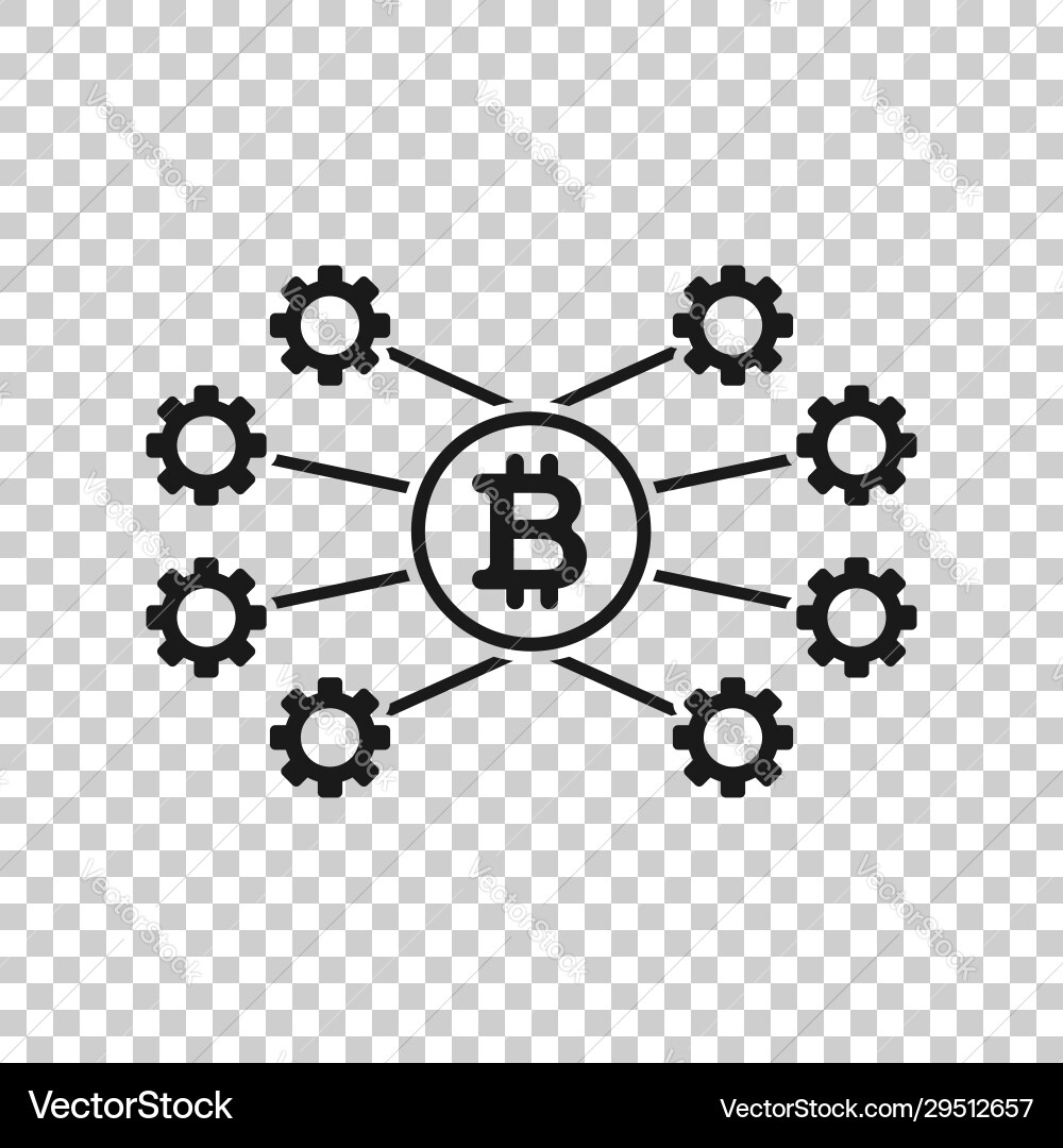 Bitcoin icon in flat style blockchain on white Bitcoin icon in flat style blockchain on white vector image