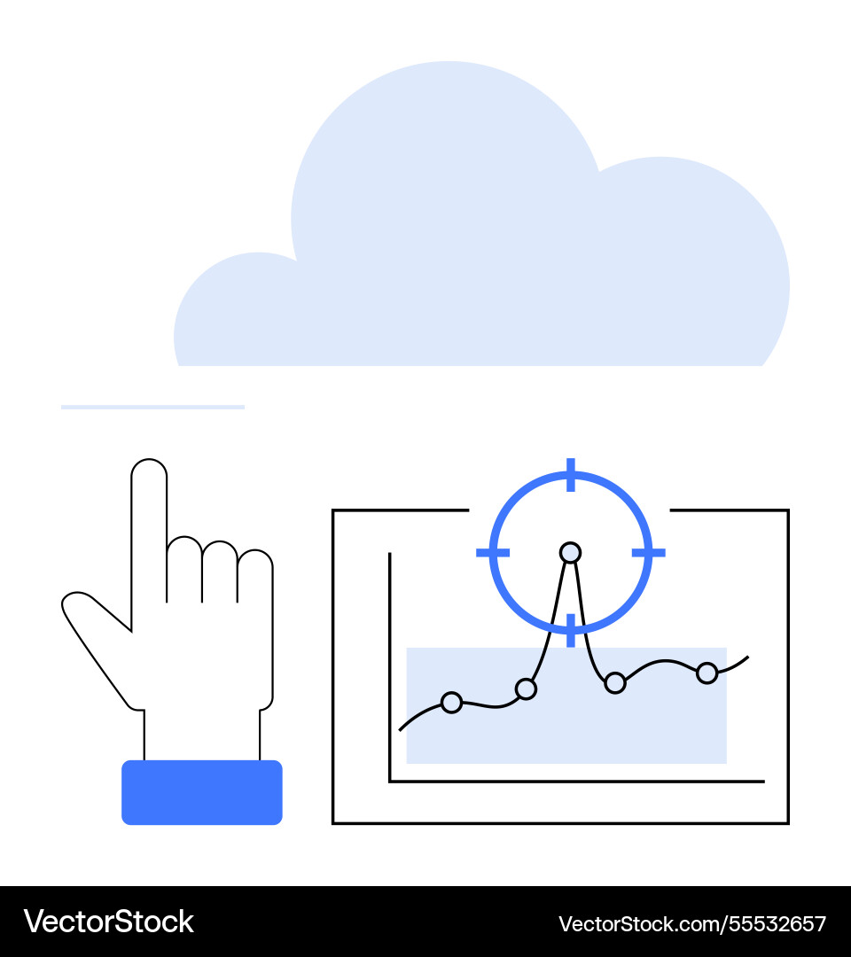 Cloud computing concept with data analysis graph Vector Image