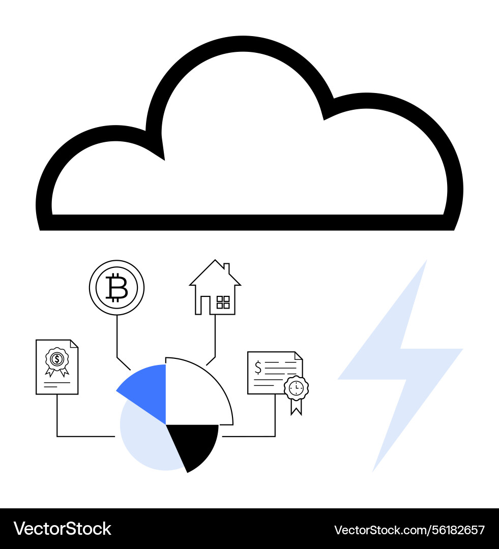 Cloud computing connecting financial data Vector Image