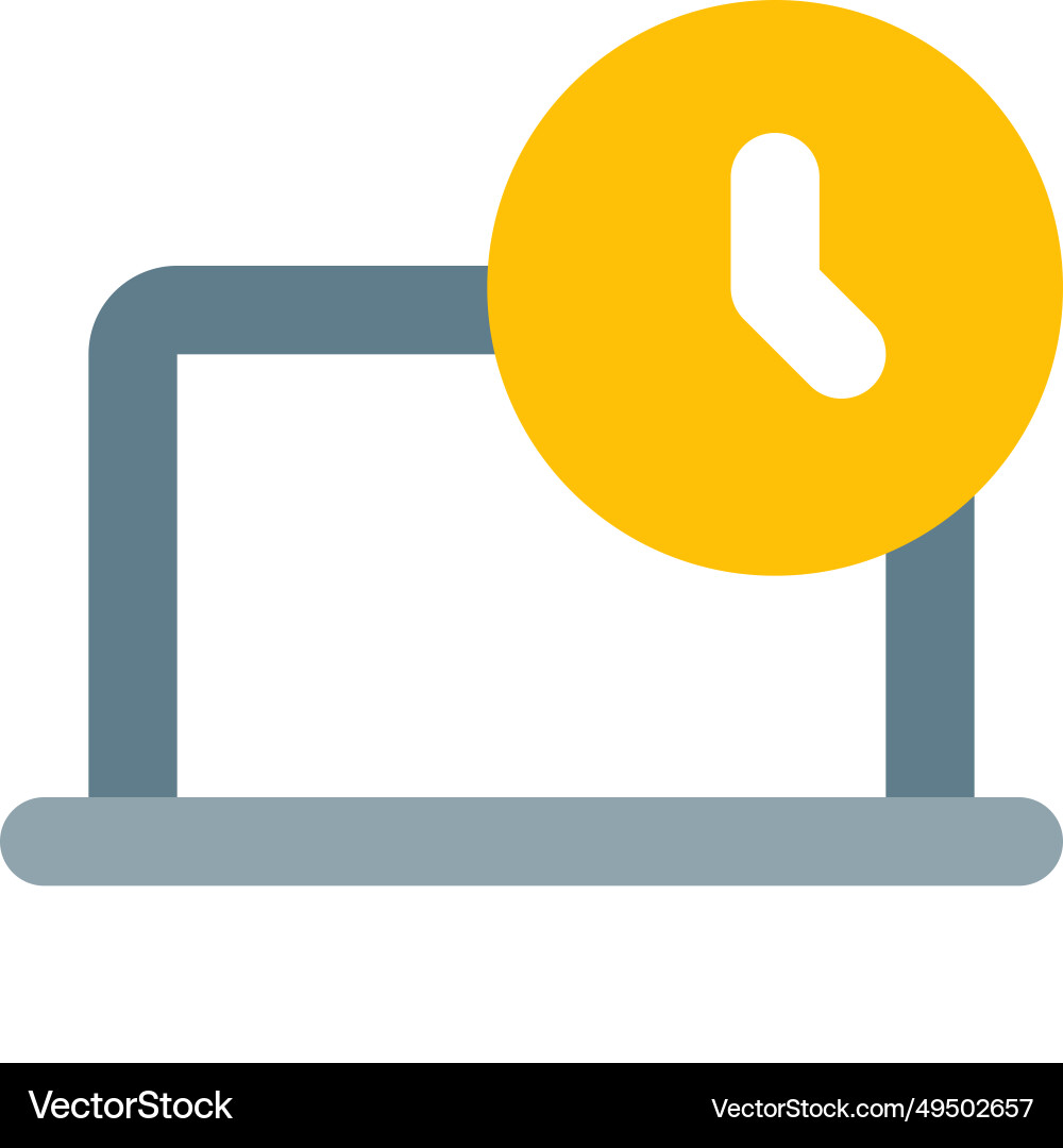 Displaying current time and date on the laptop vector image
