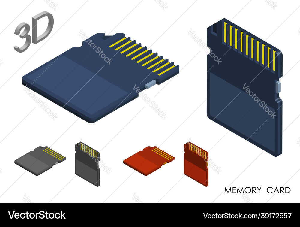 Isometric memory card for storing information vector image