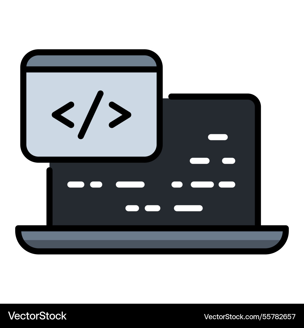 Laptop with script color icon vector image